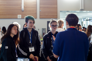 Young women chatting with dentist about future careers options